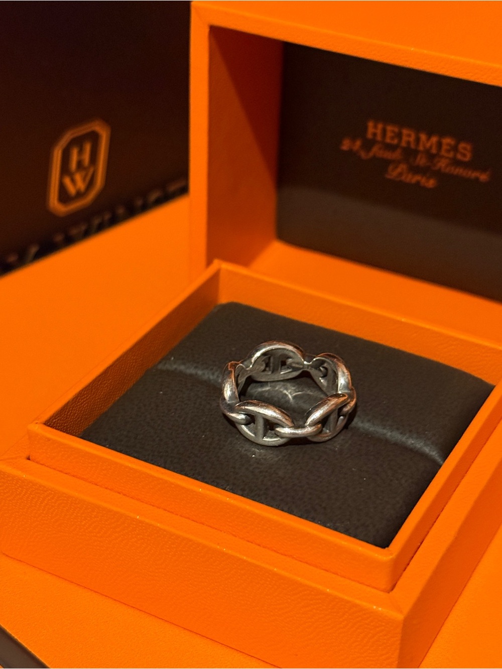 Hermes Chaine D’Ancre Chain-Link Silver Ring